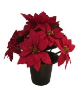 Artificial Red Poinsettia in Grave Pot
