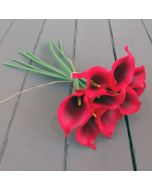 Artificial 34cm Real Touch Red Calla Lily Bunch