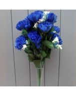 Artificial 45cm Royal Blue Carnations - 18 Heads