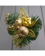 Artificial 17cm Gold Berry, Apple and Parcel Pick