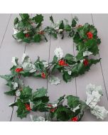 Artificial 150cm Green Holly and Red Berry Garland