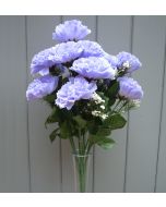 Artificial 45cm Lilac Carnation Bush - 18 Heads