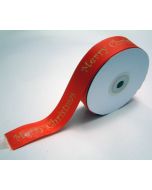 Full 25mm Roll of 25mm Red "Merry Christmas" Ribbon