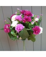 Artificial 41cm Purple, Lilac & Ivory Chrysanthemum Bush