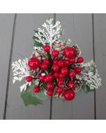 Artificial 16cm Red Berry and Cone Pick
