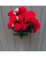 Artificial 45cm Red Carnation Bush - 18 Heads