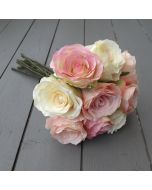 Artificial 40cm Pink and Cream Vintage Rose Bundle