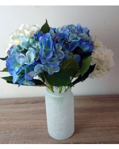 Artificial Blue / Ivory Hydrangea Flowers  with Vase