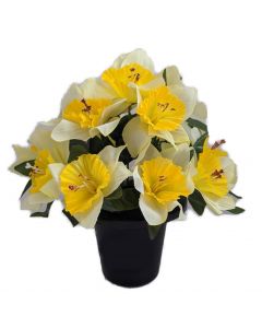 Artificial Daffodil Grave Pot
