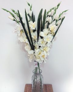 6 x Artificial Gladioli Flowers-Ivory