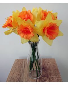12 Artificial Daffodils with Vase-Orange