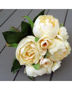 Artificial Pale Yellow Peony Flowers