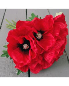 Artificial Red Poppy Flower Bunch