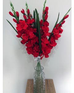 6 x Artificial Gladioli Flowers-Red