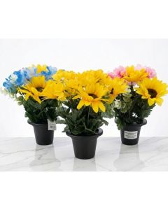 Artificial Sunflower and Hydrangea Grave Pot