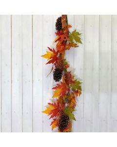 Artificial Autumn Maple Leaf, Berry and Cone Garland