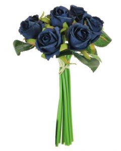 Artificial Navy Blue Rosebud Bunch - 12 Stems