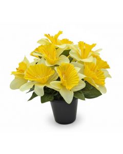 Artificial Daffodil Grave Pot