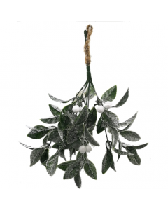 Artificial Mistletoe with Frosted Effect on Hanging String