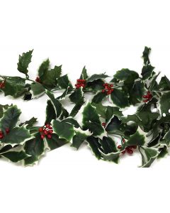 6ft Artificial Holly Garland with Red Glitter Berries
