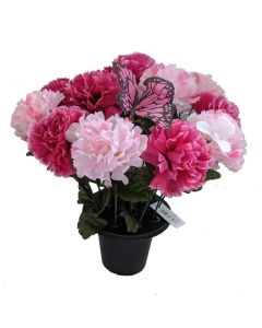 Artificial Carnation and Butterly Grave Pots