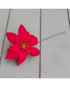 Artificial 22cm Red Velvet Poinsettia Pick