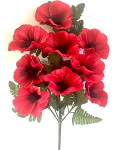 Artificial Poppy Fern Spray with 9 Heads - 40cm