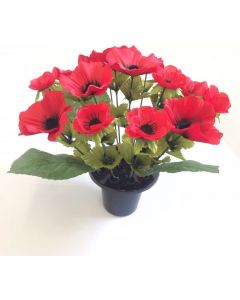 Artificial Poppy Grave Pot