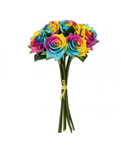 Artificial Rainbow Roses Bunch