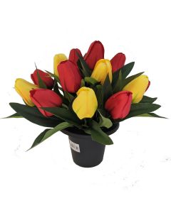 Artificial Red / Yellow Tulip Grave Pots