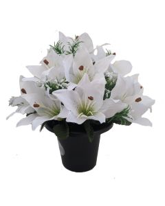 Artificial Ivory Tiger Lily Grave Pot