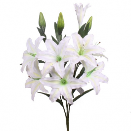 Artificial Giant Ivory Casablanca Lily Bush - Permabloom