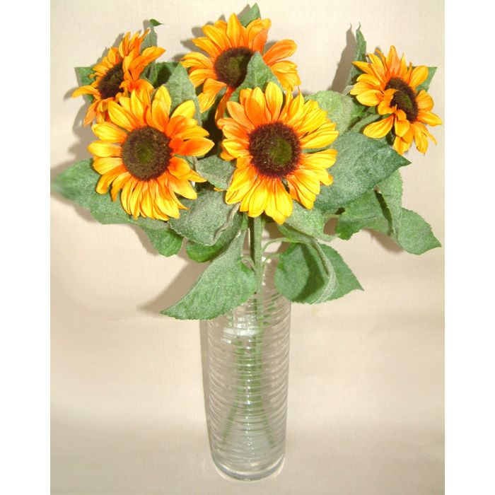 Artificial Bundle of 5 Sunflowers Permabloom