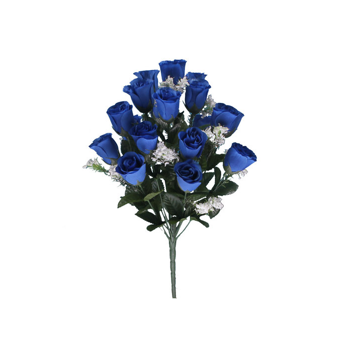 Artificial Royal Blue Rose Bush 18 Heads Permabloom