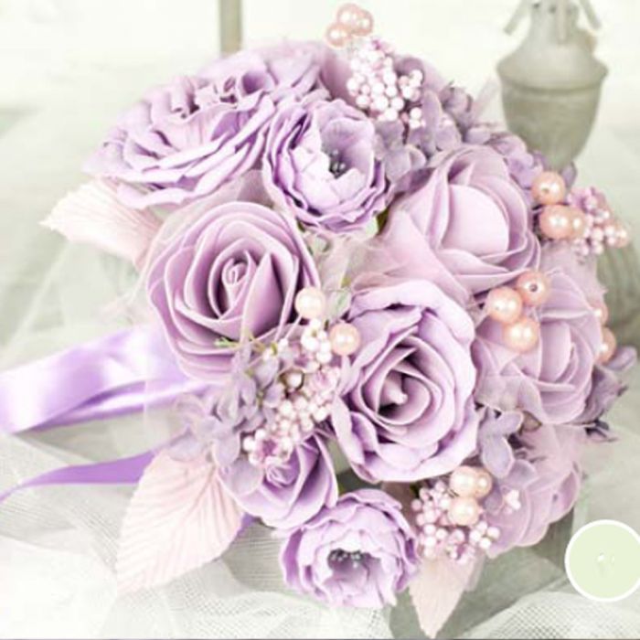 Artificial Lilac Rose Bridal Bouquet Permabloom