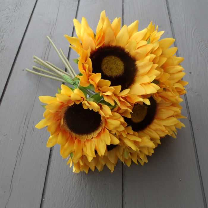Artificial 35cm Sunflower Bunch Permabloom