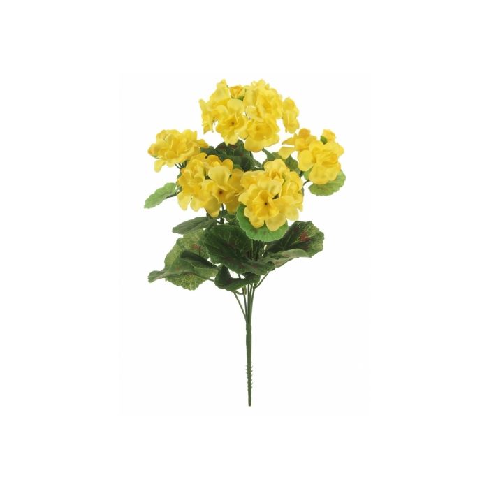 Artificial Yellow Geranium Bush Permabloom